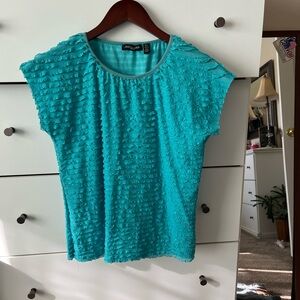 Notations Turquoise Textured Short Sleeve Top